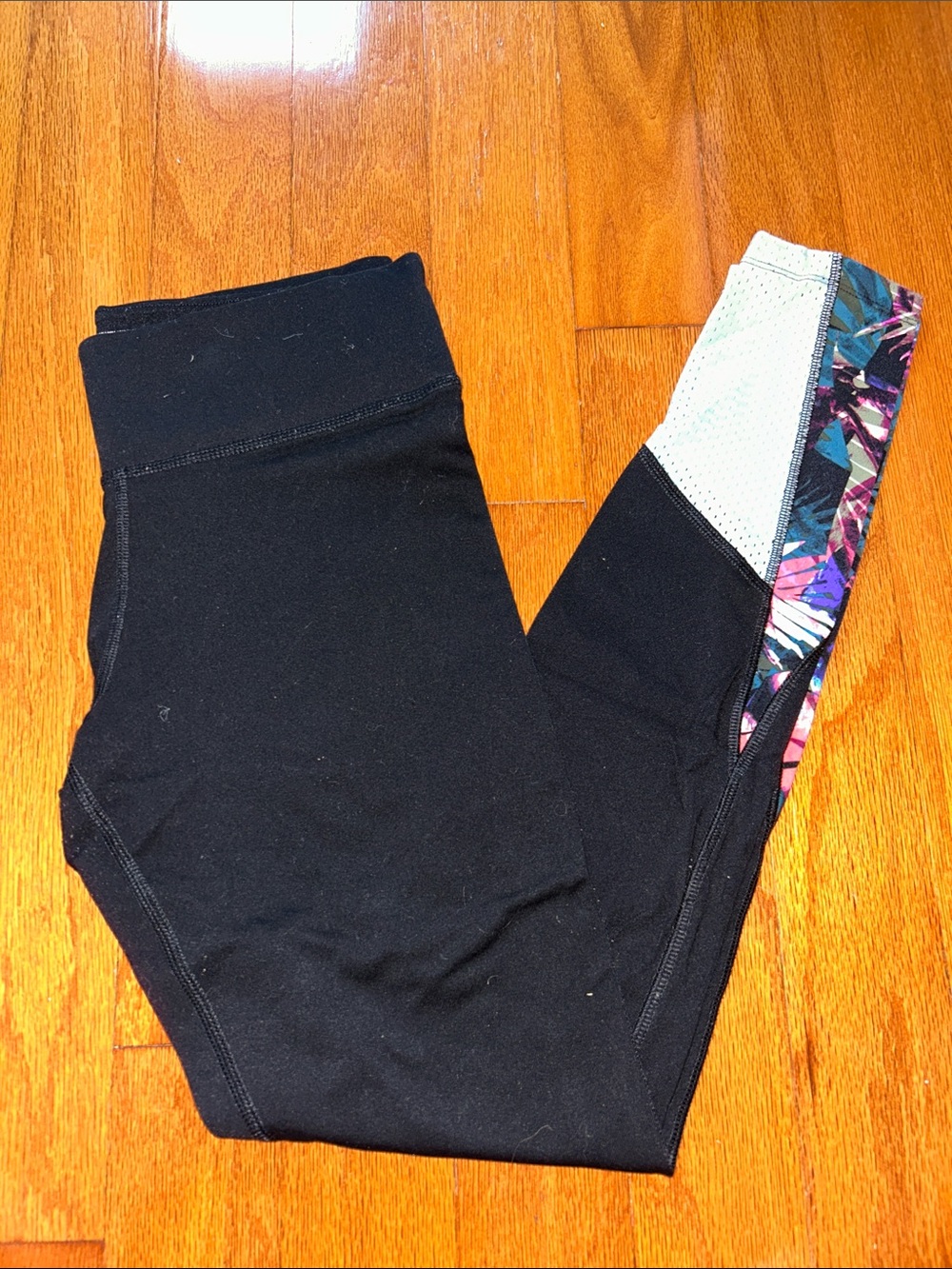 PINK VS Black Leggings with Colorful Side Panel
